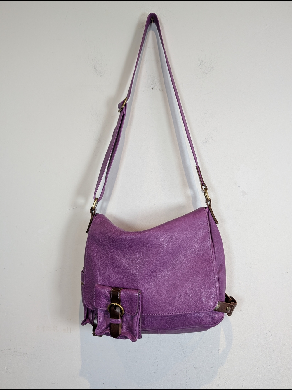 Cecile Jeanne Purple Leather Crossbody Messenger Bag
